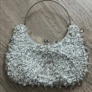 Harve Benard Silver Textured Clutch